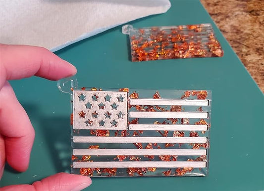 US Flag Keychain Hand Made With Diamond Clarity Epoxy Resin [All Lines Supported]